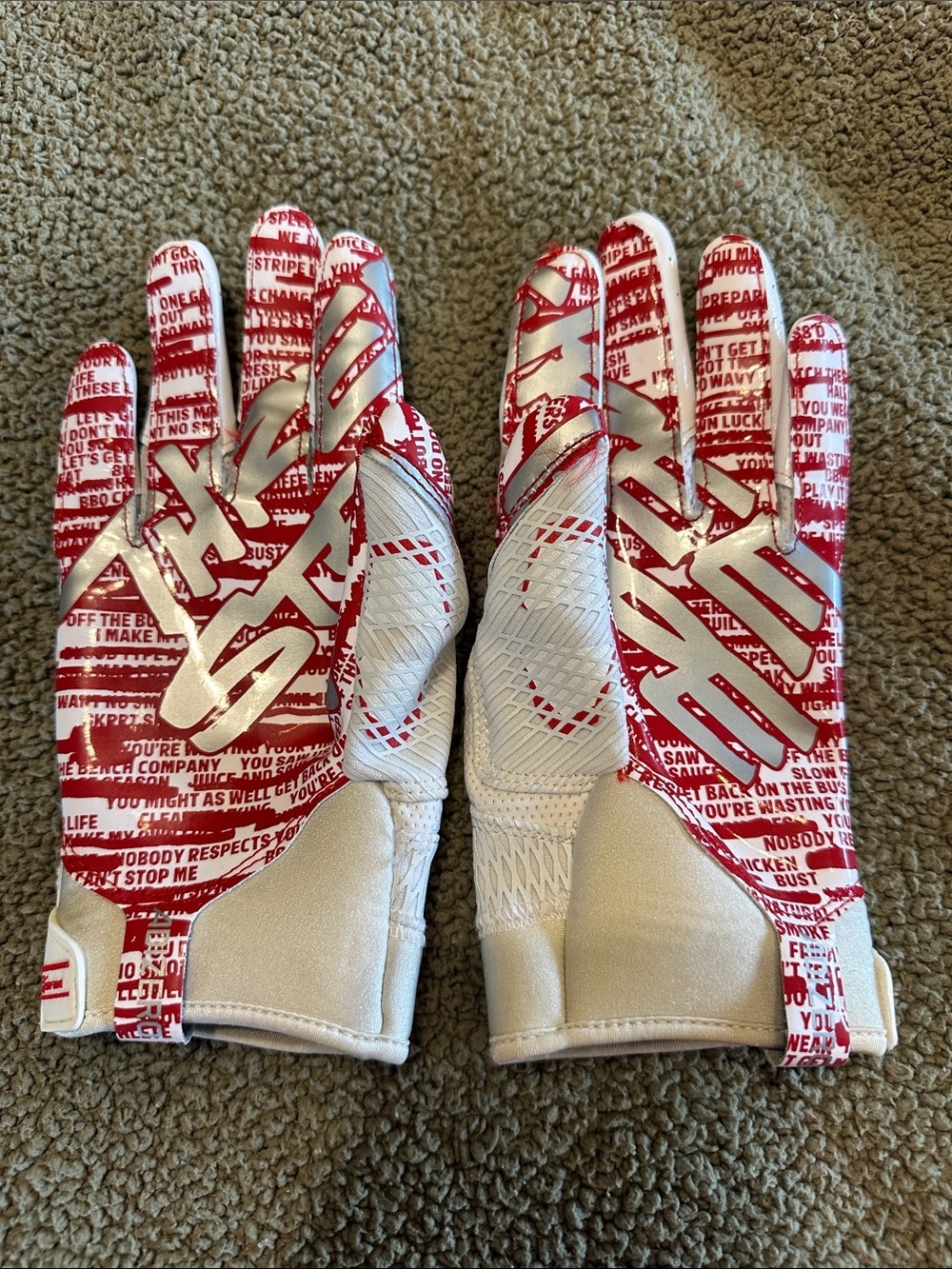 adidas White and Red Printed Men's Training Gloves